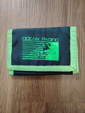 Vintage OP Ocean Pacific Neon Trifold Nylon Wallet